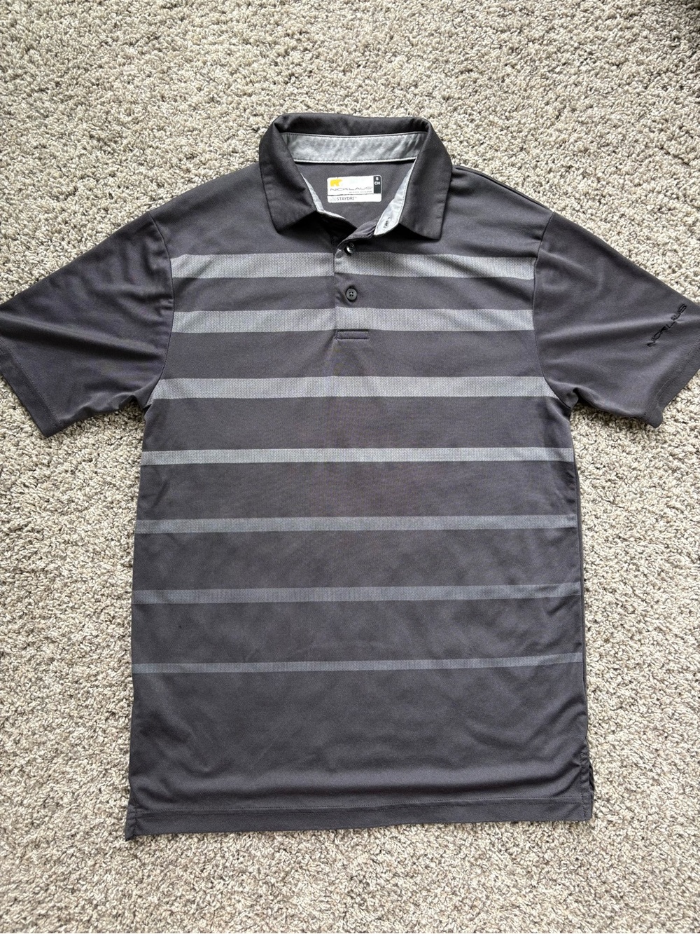 Nicklaus Dark Gray Striped Polo Shirt